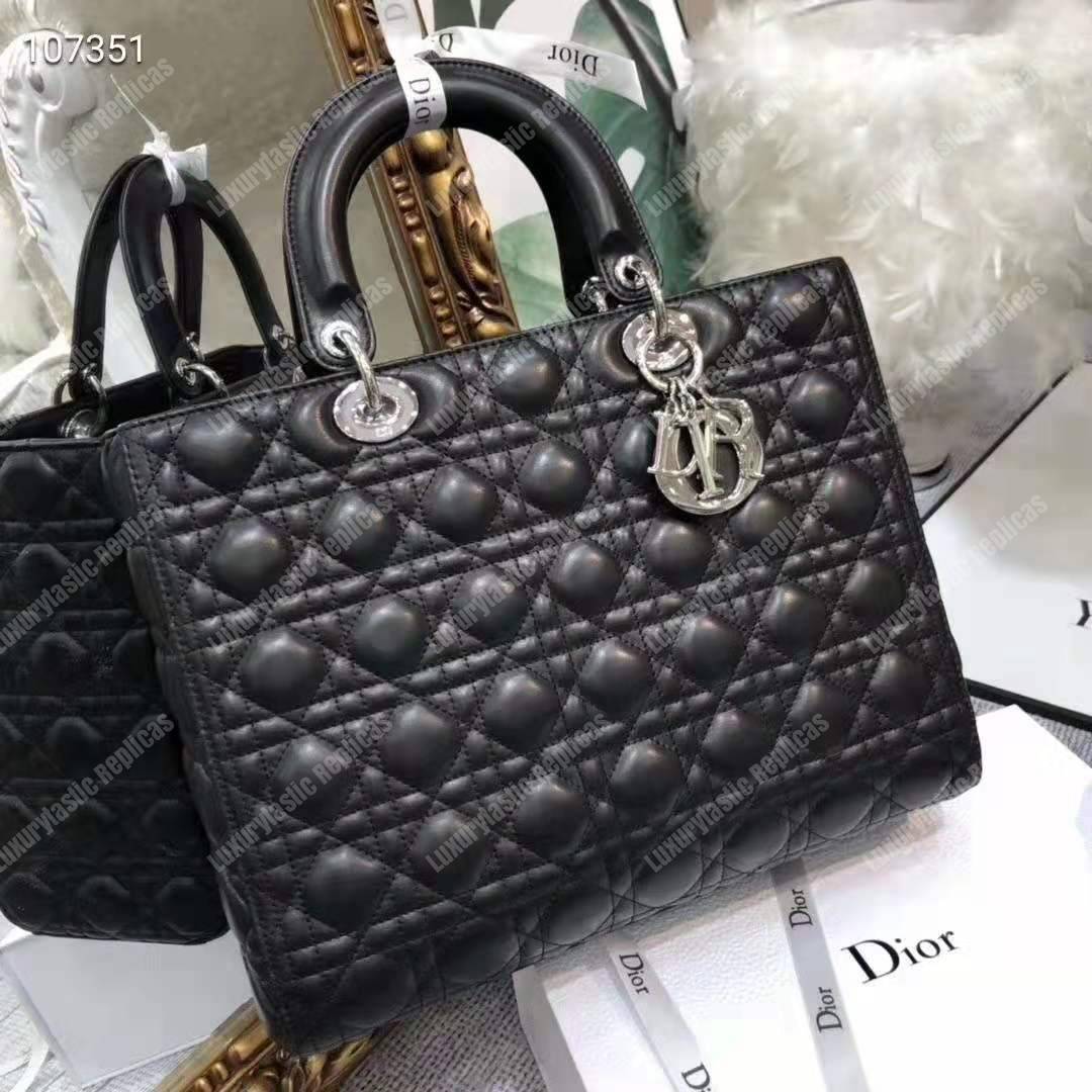 lady D*or ultra-matte tote bag silver