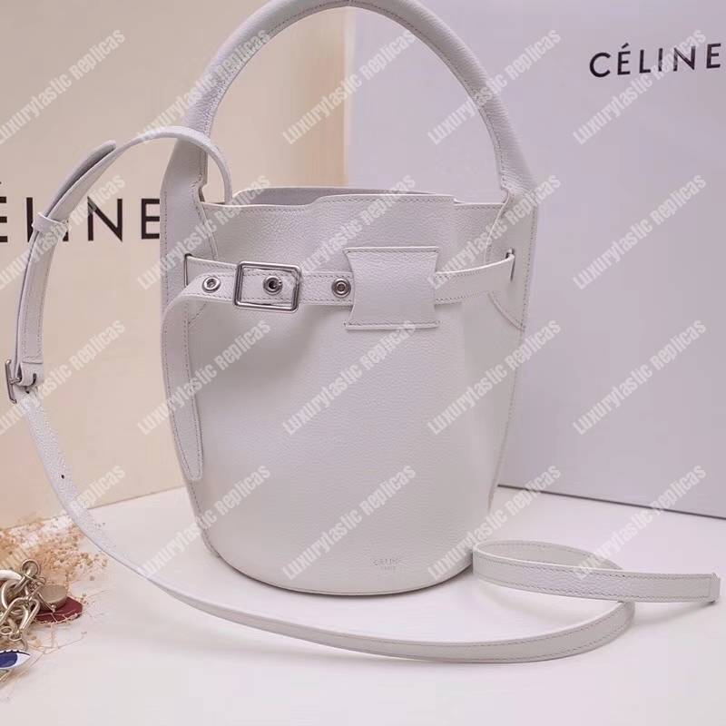 Ce**e big bag nano bucket in supple grained calfskin white