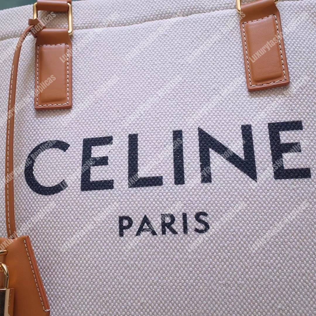 Ce**e horizontal cabas Ce**e in canvas with Ce**e print and calfskin