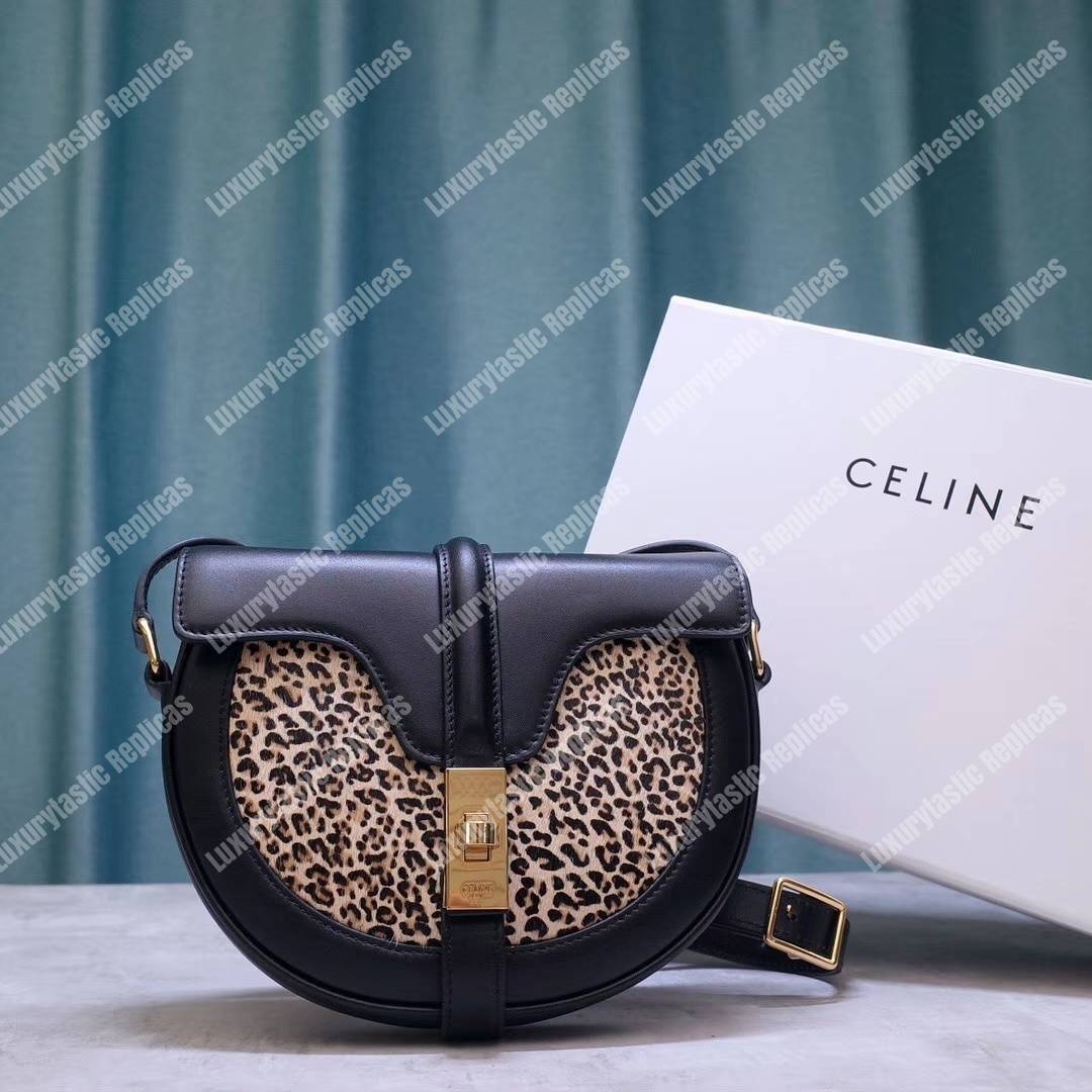 Ce**e small besace 16 bag in pony calfskin with leopard print