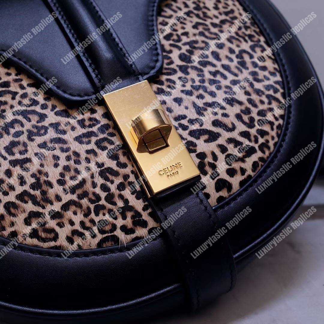 Ce**e small besace 16 bag in pony calfskin with leopard print