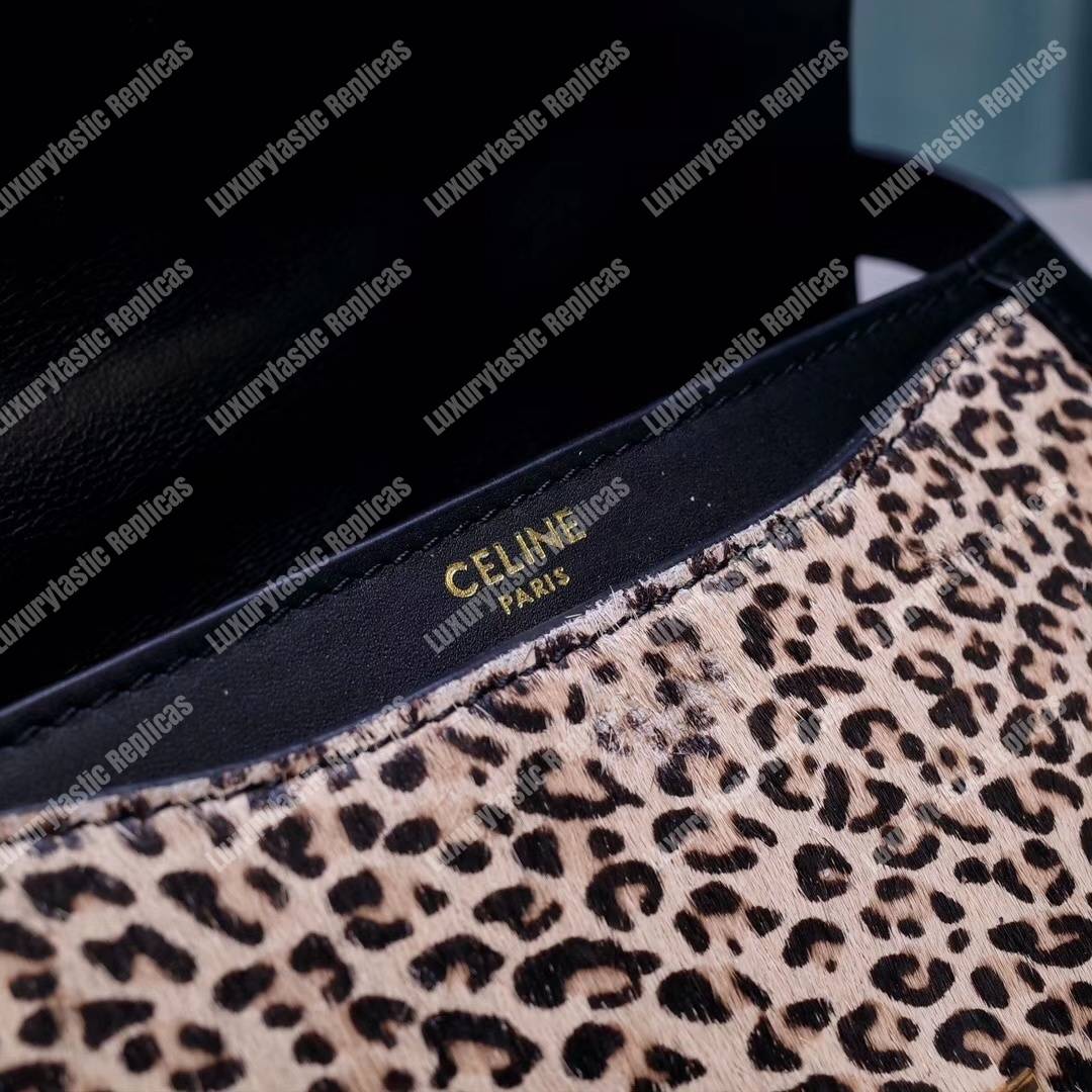 Ce**e small besace 16 bag in pony calfskin with leopard print