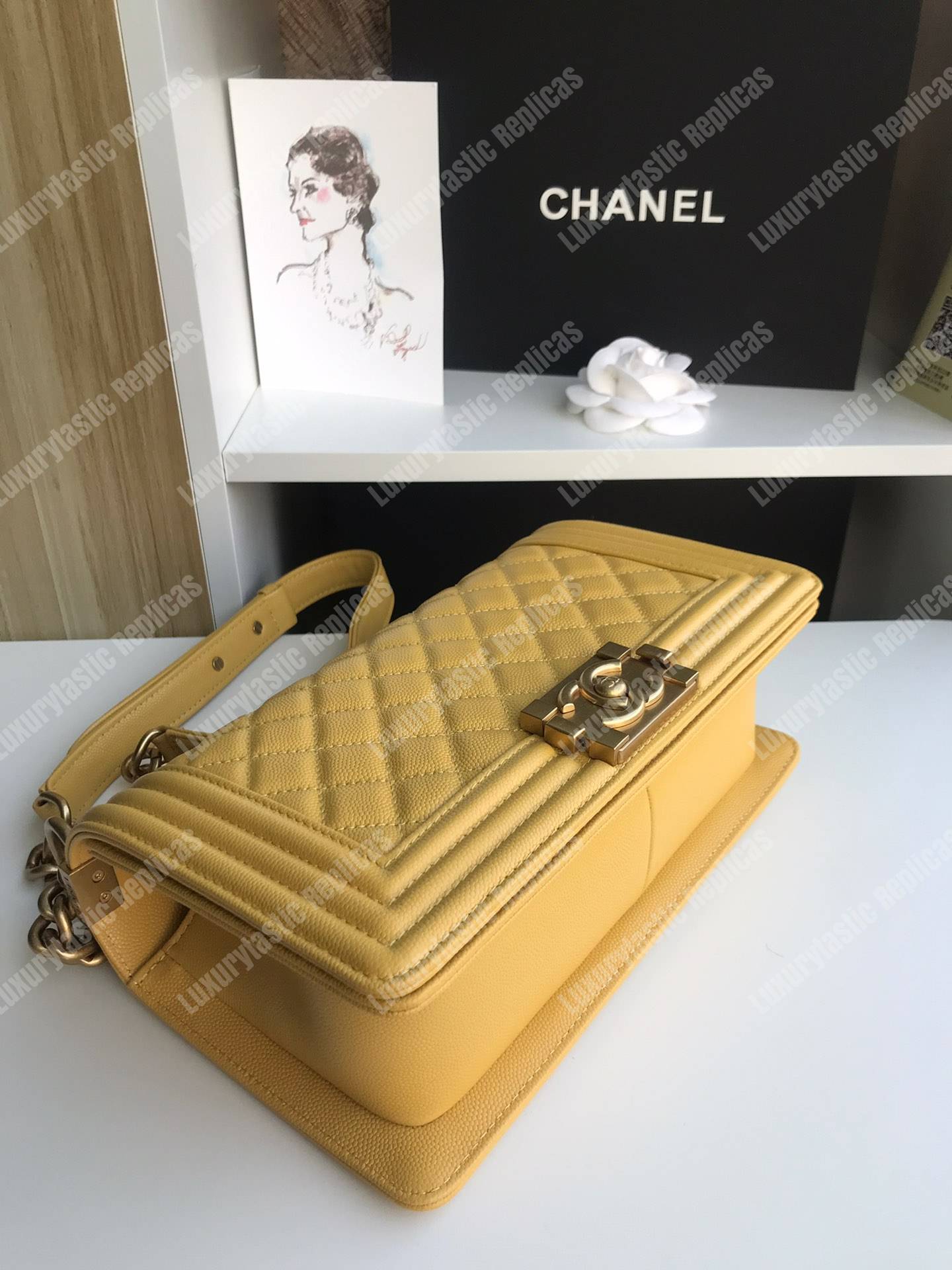 Ch*el boy medium handbag yellow