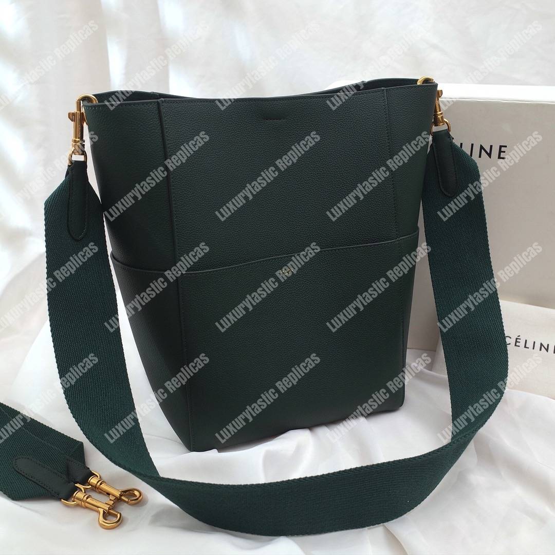 Ce**e sangle bucket bag in soft grained calfskin amazone