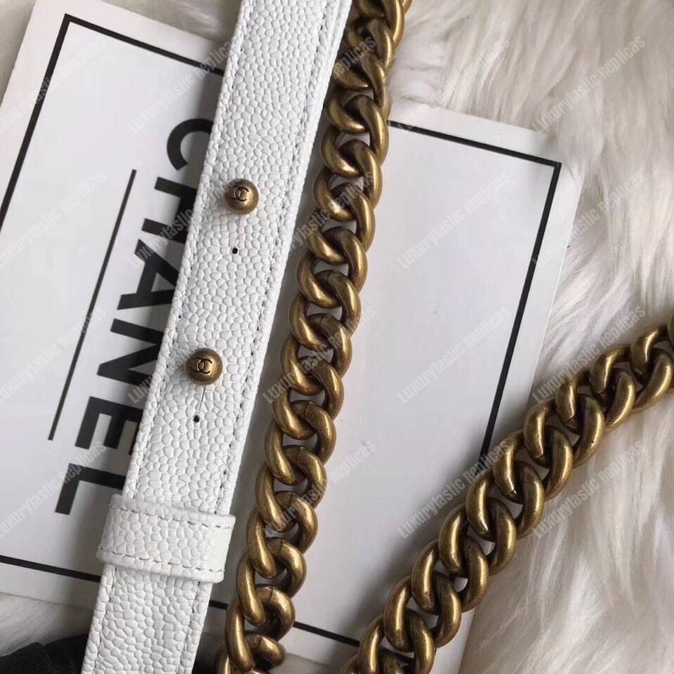 Ch*el boy medium handbag white