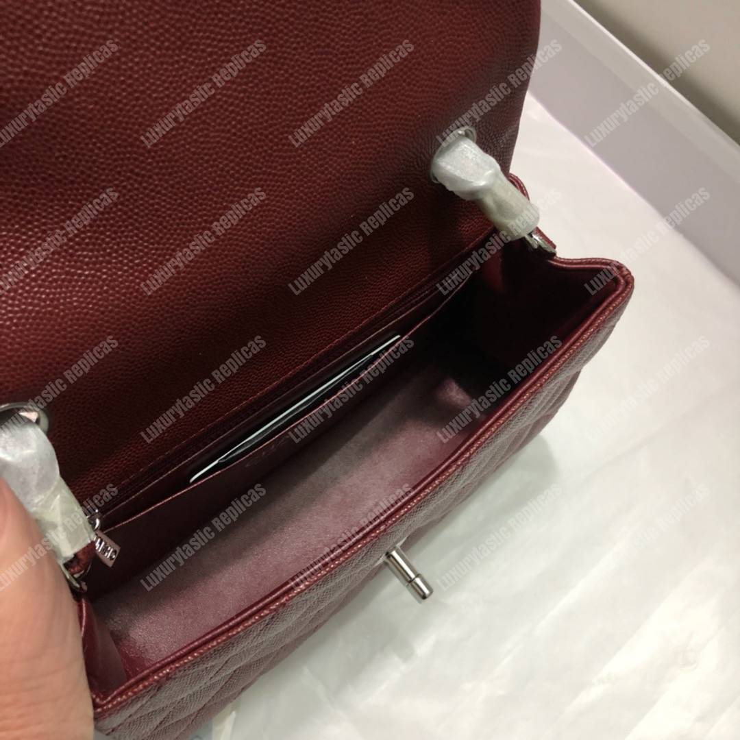 Ch*el mini flap bag maroon