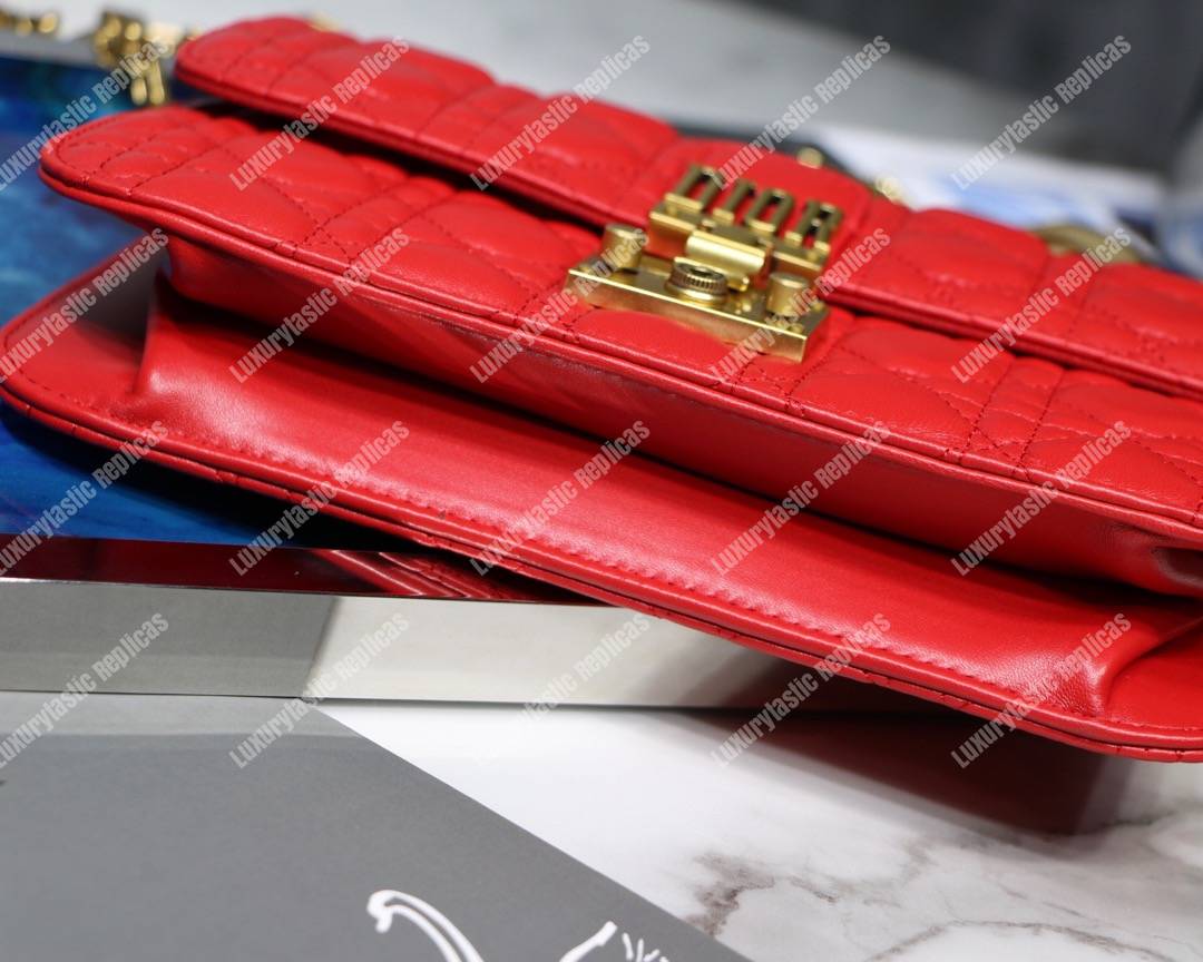 D*or lambskin D*oraddict flap bag red