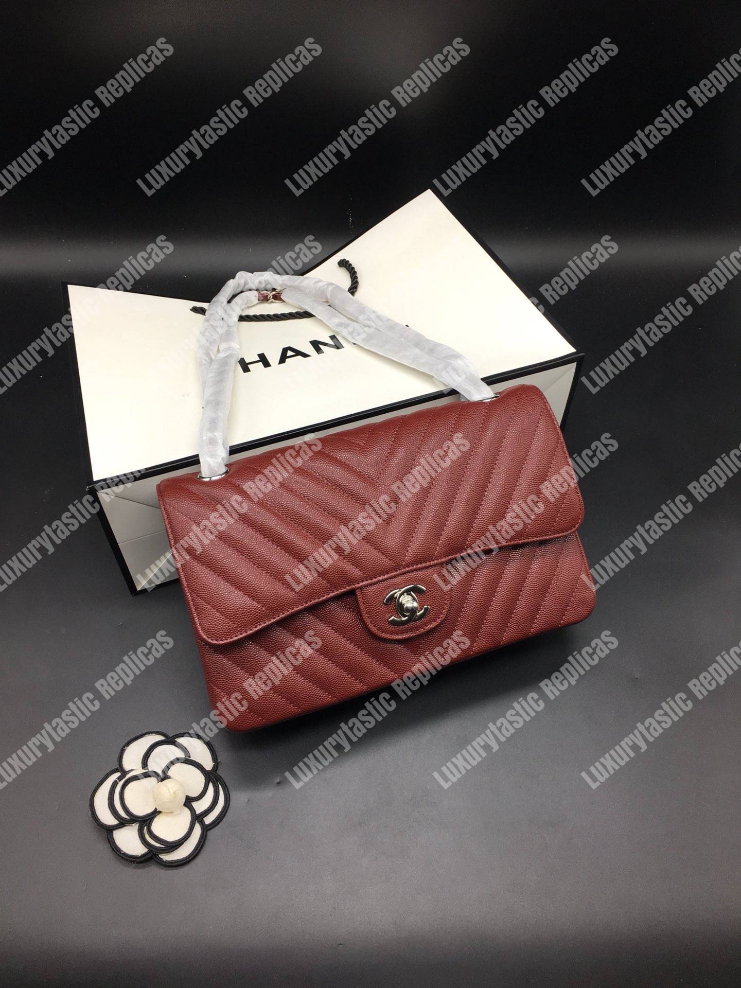 Ch*el classic medium handbag burgundy