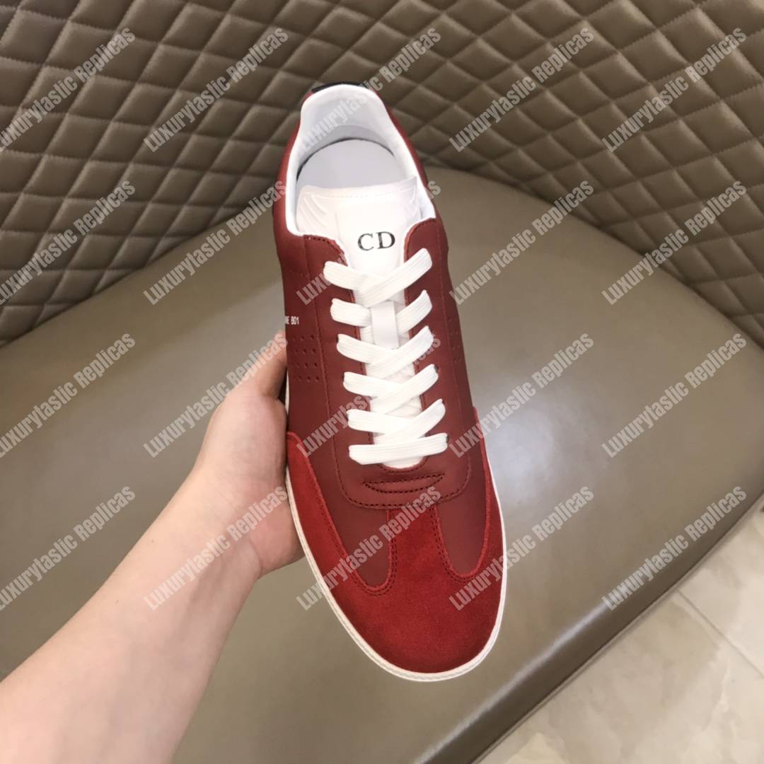 D*or “b01” sneaker red suede calfskin & red smooth calfskin