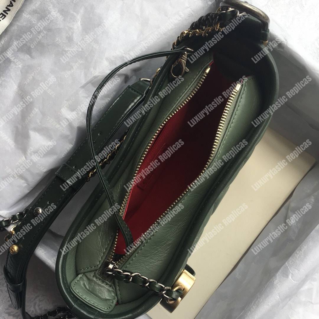Ch*el’s gabrielle small hobo bag green