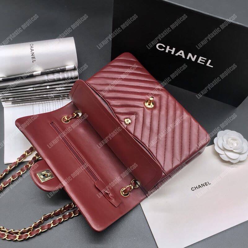 Ch*el classic medium handbag burgundy