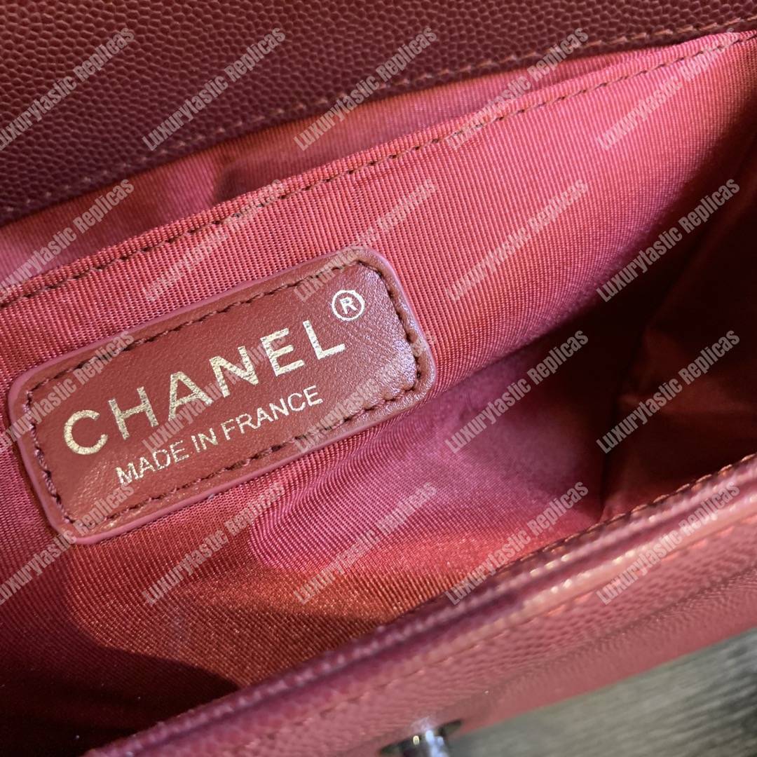 Ch*el boy medium caviar leather burgundy