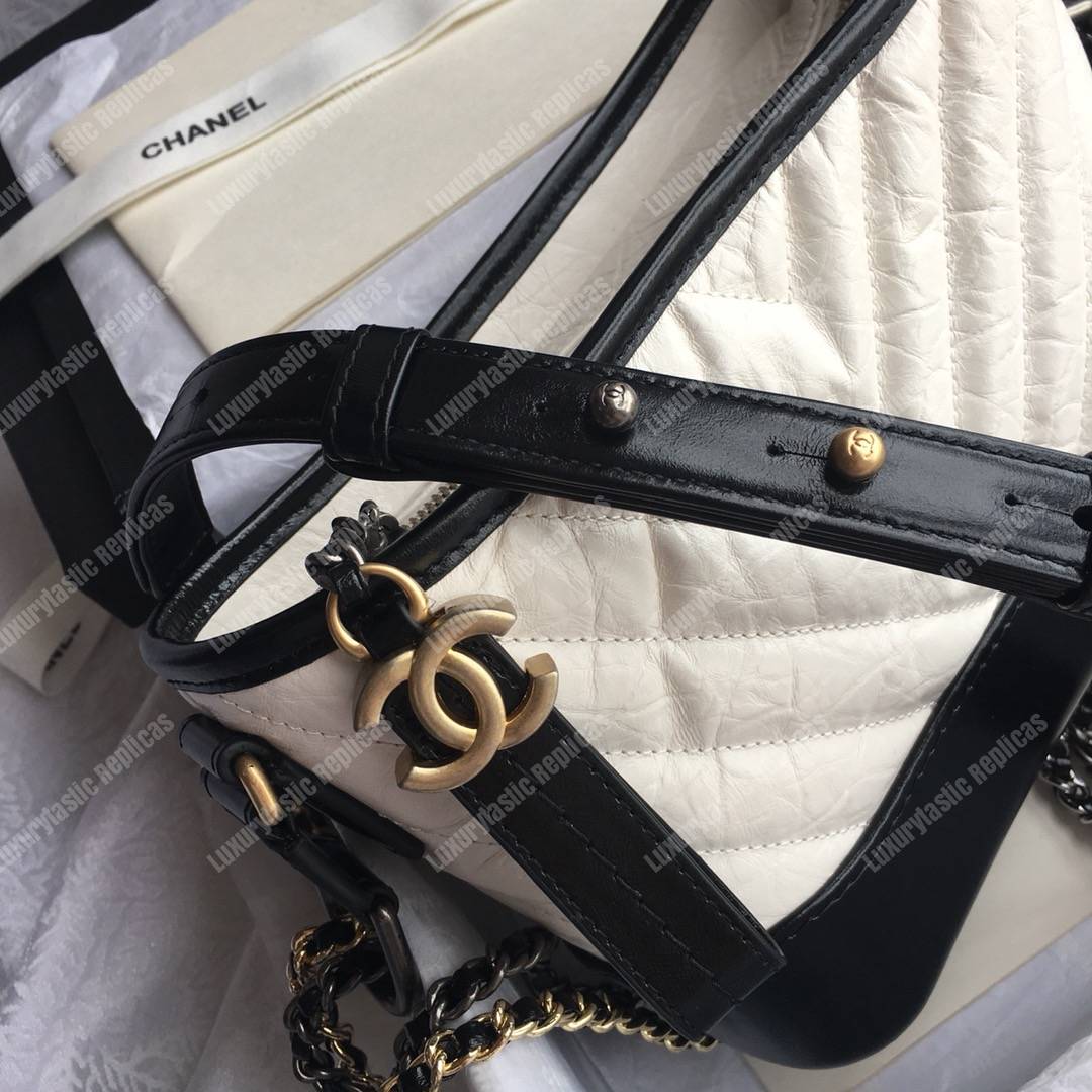 Ch*el’s gabrielle small hobo bag white