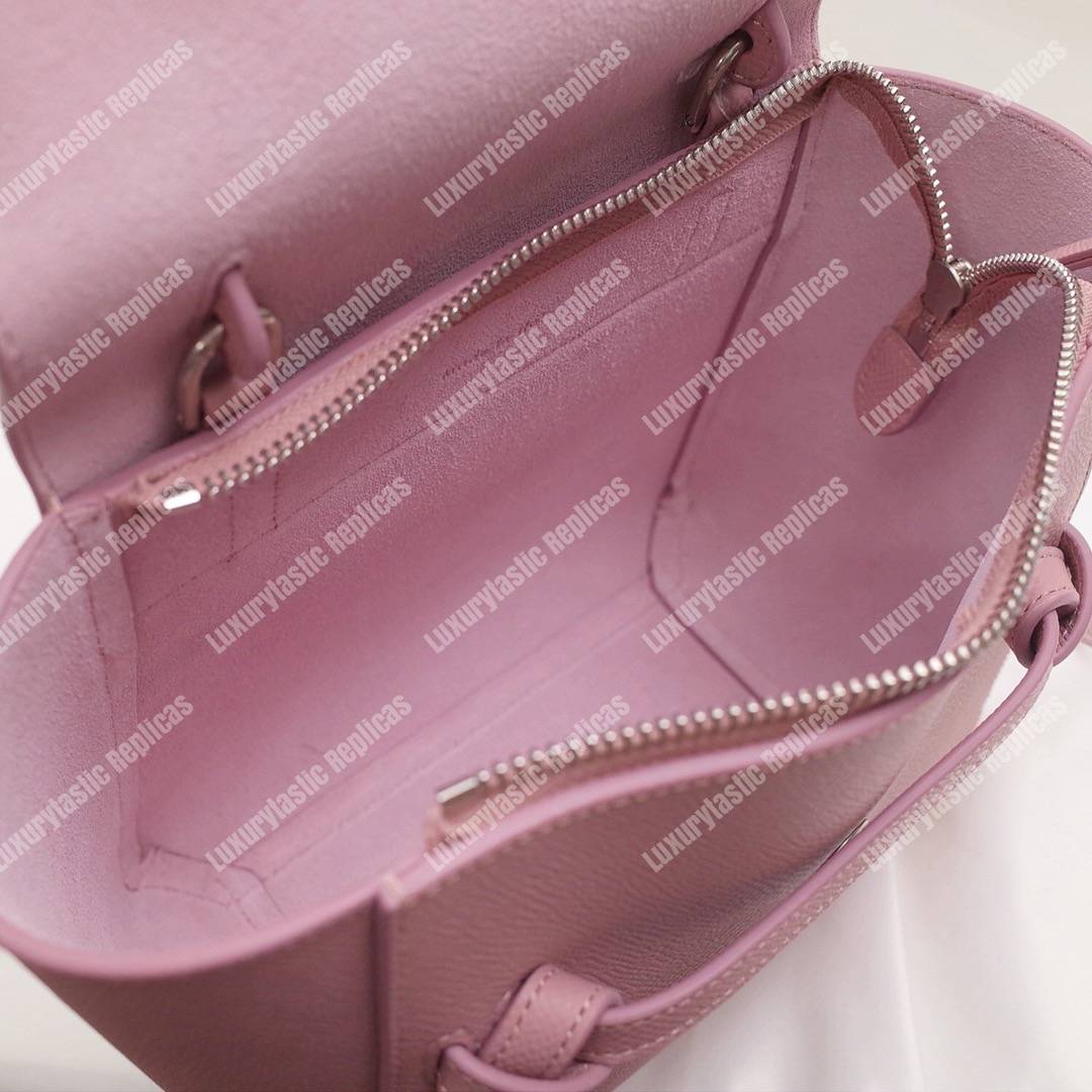 Ce**e nano belt bag in grained calfskin vintage pink