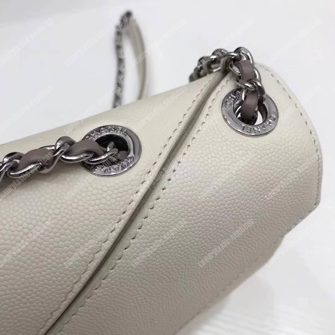 Ch*el medium flap bag white