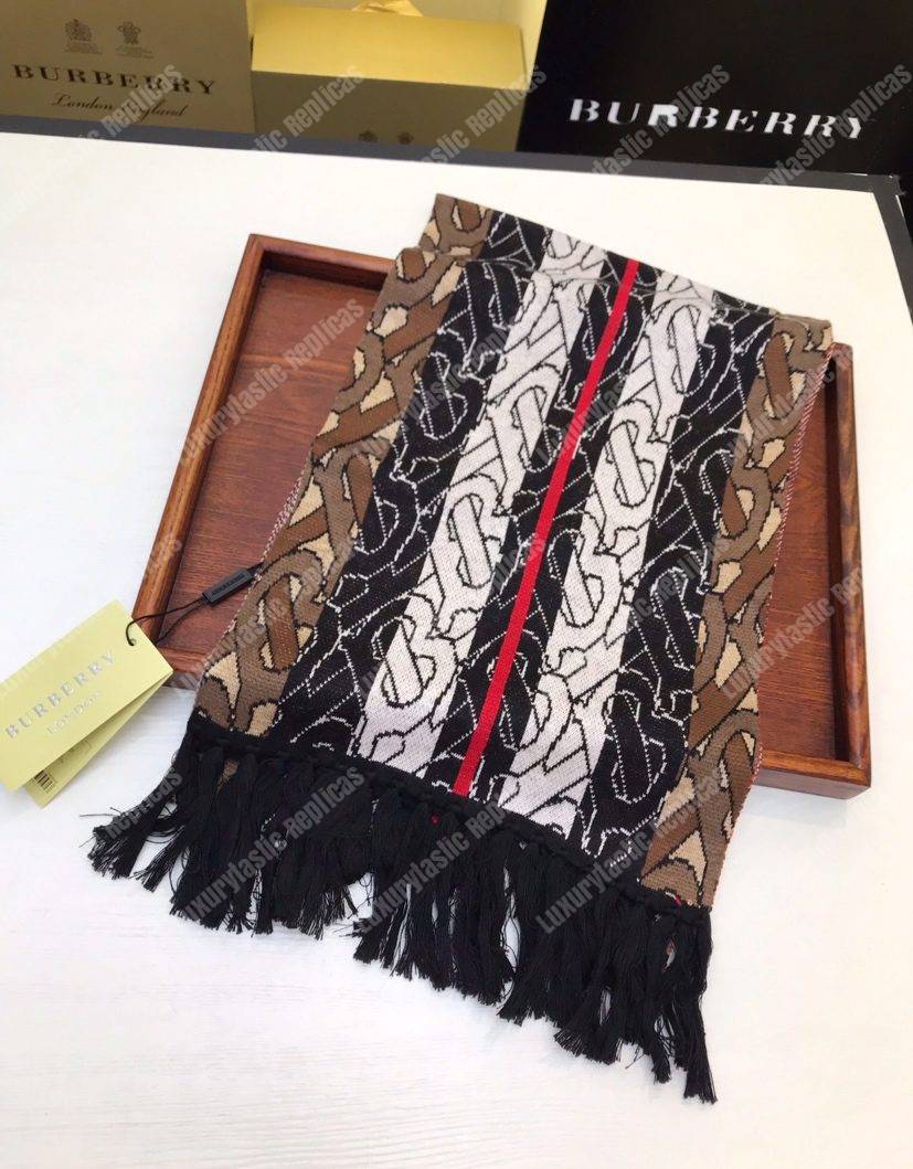 B**rry monogram stripe cashmere scarf