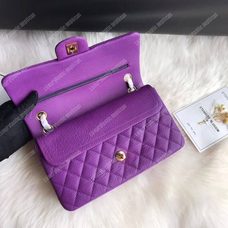 Ch*el medium classic handbag purple
