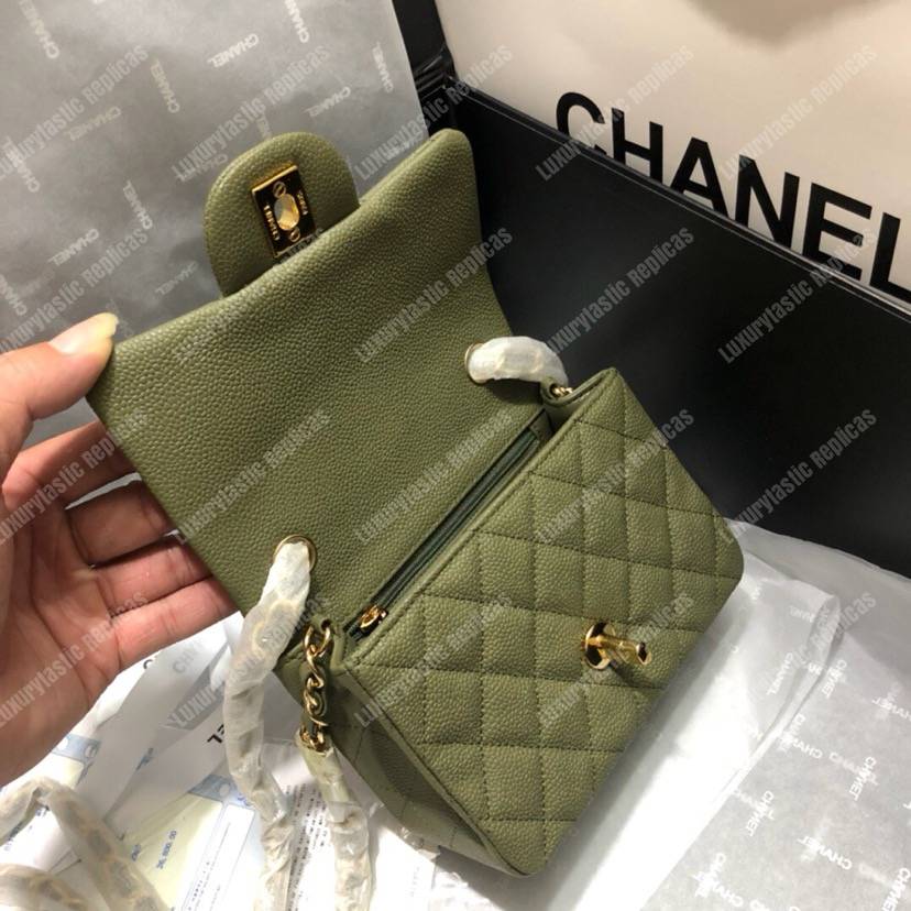 Ch*el mini flap bag green