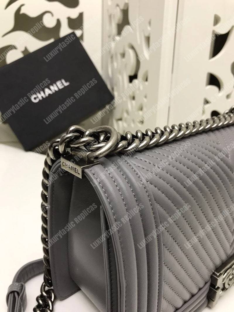 Ch*el boy handbag grey