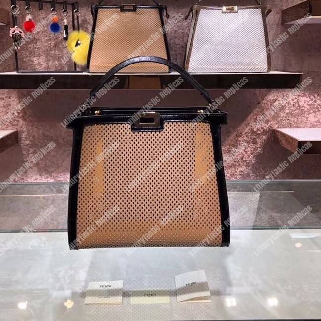 F**di peekaboo x-lite medium beige leather bag