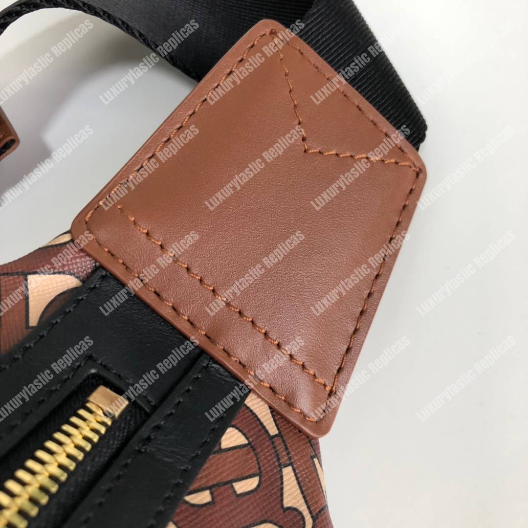 B**rry medium monogram stripe e-canvas bum bag brown