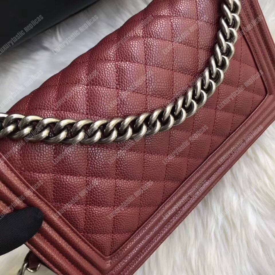 Ch*el boy medium handbag burgundy