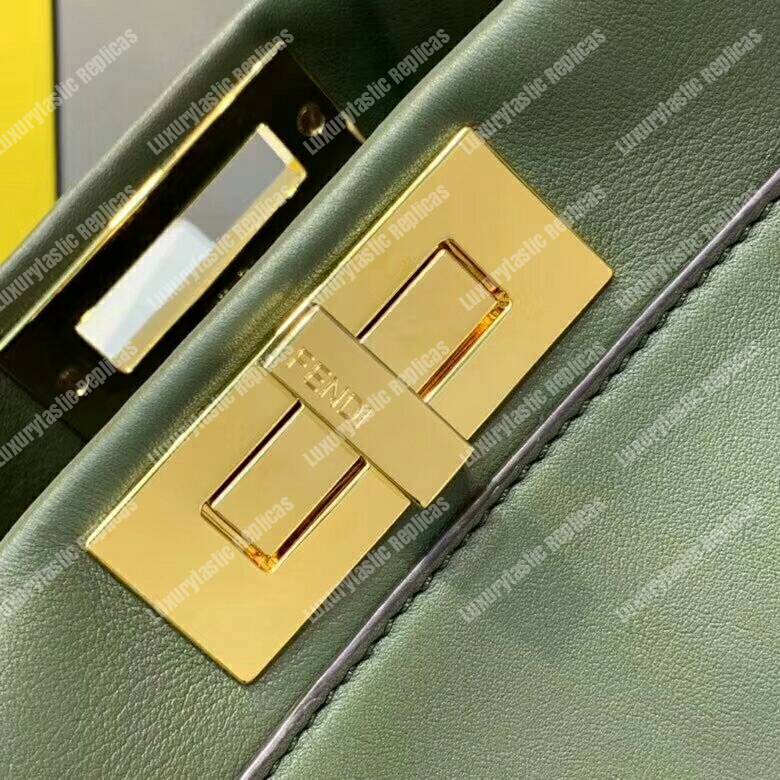 F**di peekaboo iconic medium green leather bag