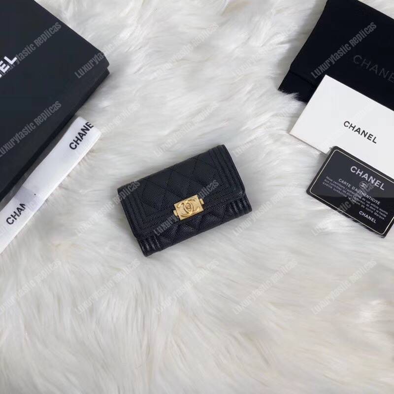 Ch*el boy small flap wallet black