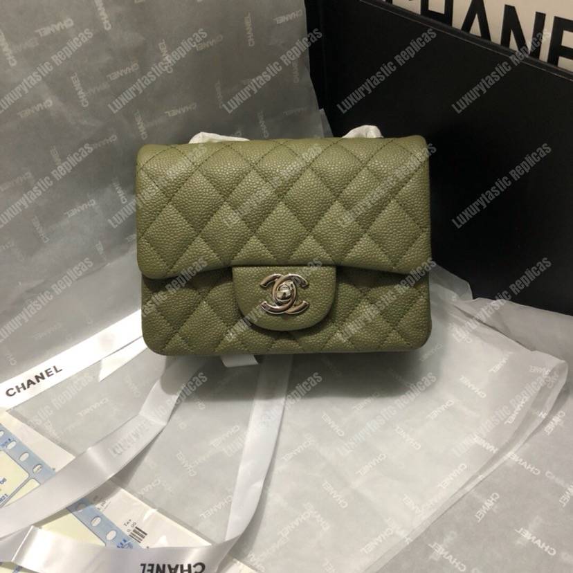 Ch*el mini flap bag green