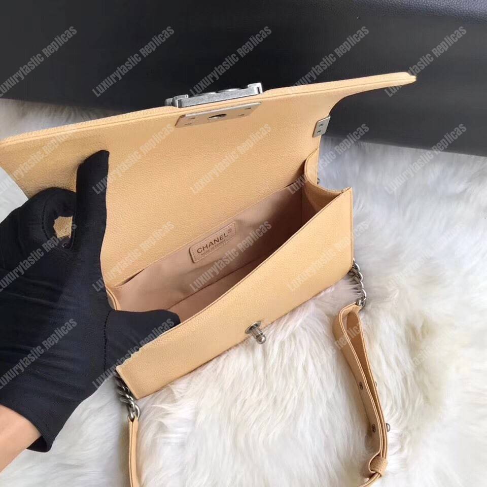 Ch*el boy medium handbag beige