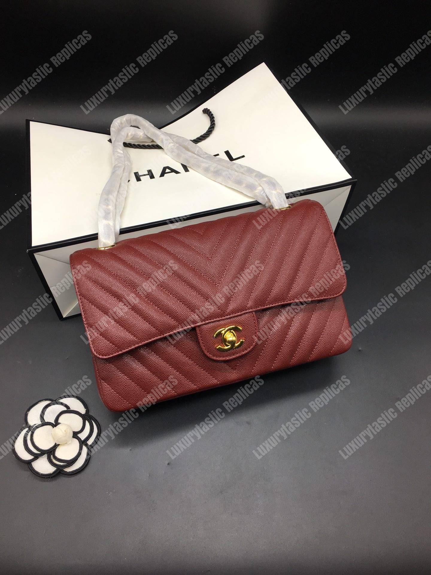 Ch*el classic medium handbag burgundy