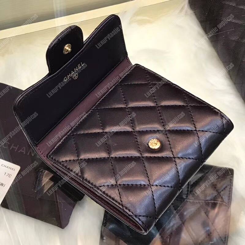 Ch*el classic small flap wallet black
