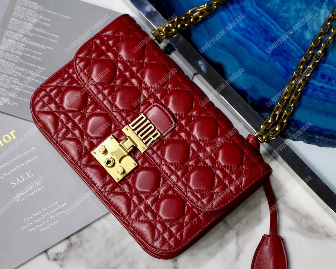 D*or lambskin D*oraddict flap bag burgundy