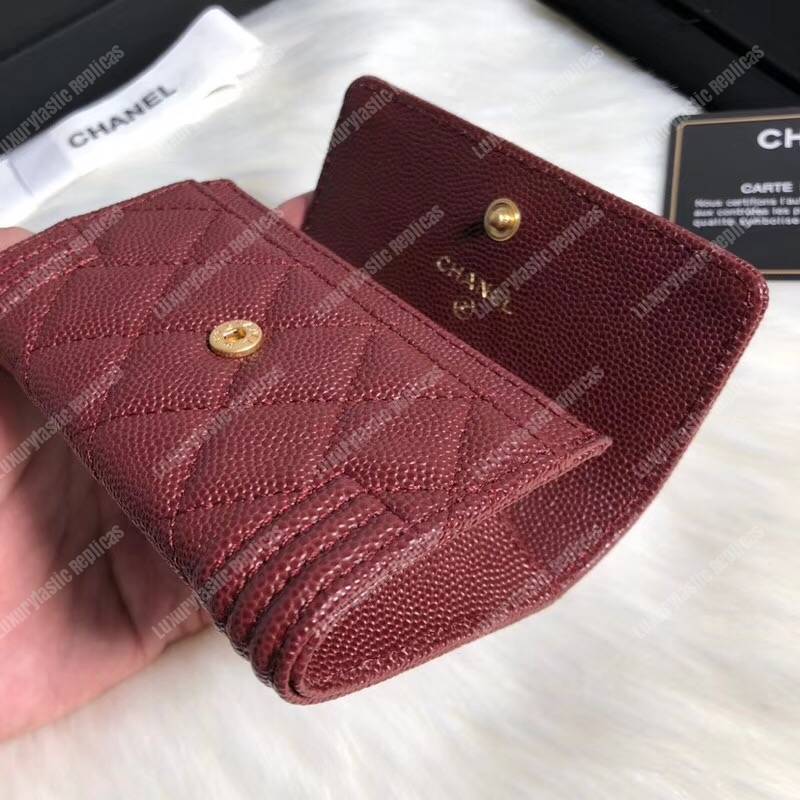 Ch*el boy small flap wallet maroon