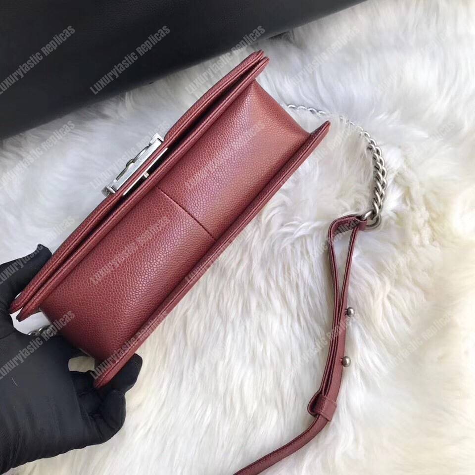 Ch*el boy medium handbag burgundy
