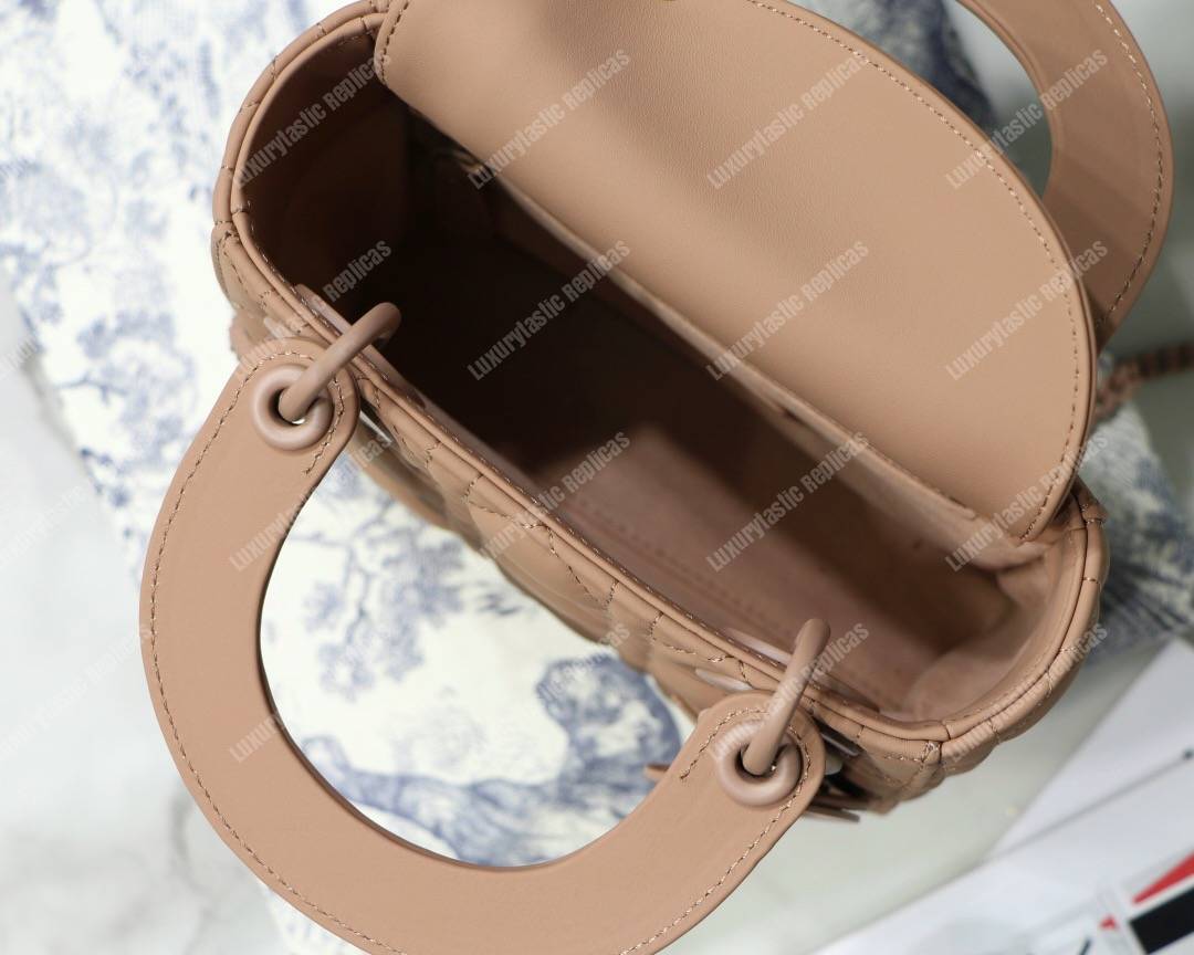 mini lady D*or bag ultra-matte blush powder-colored