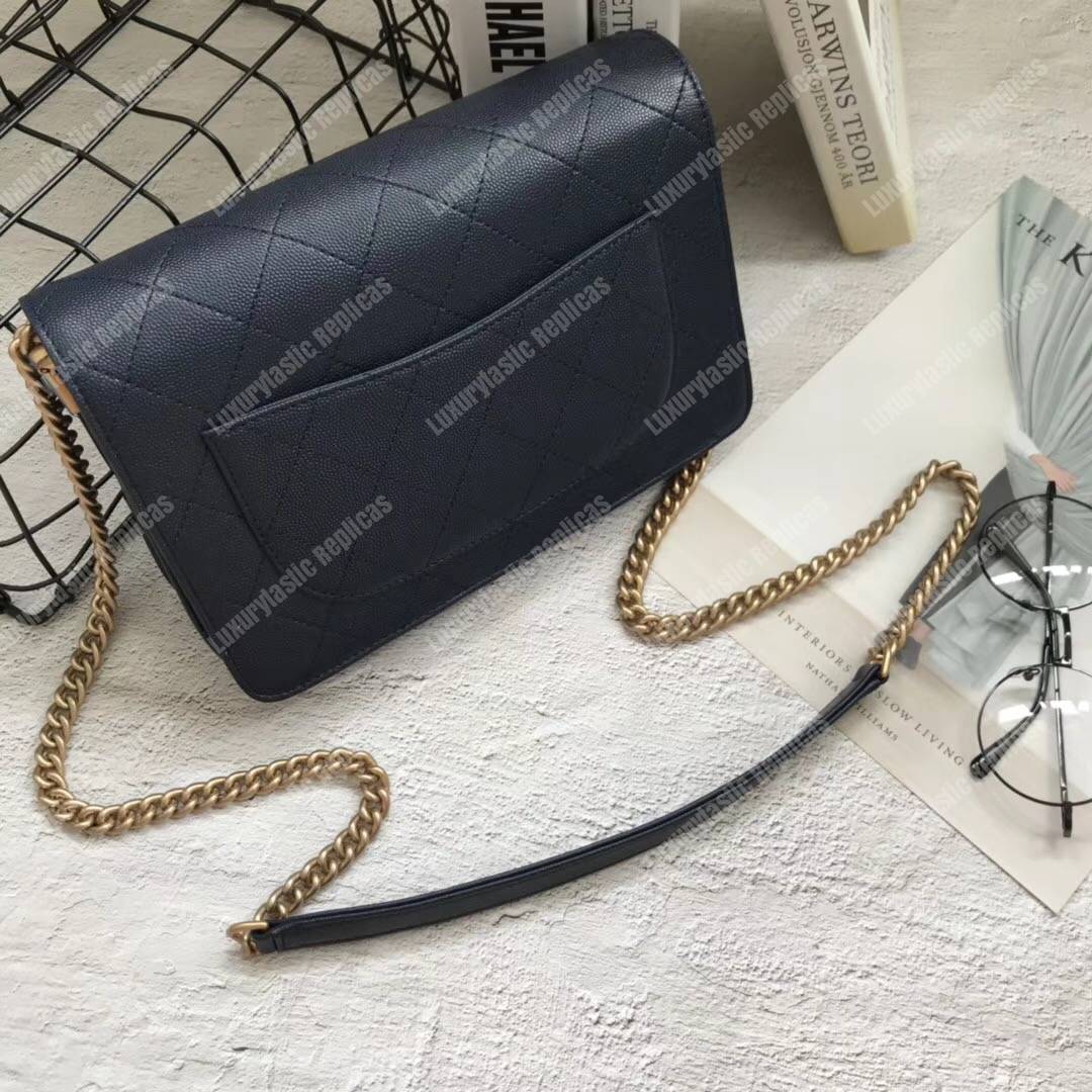 Ch*el classic flap bag navy blue