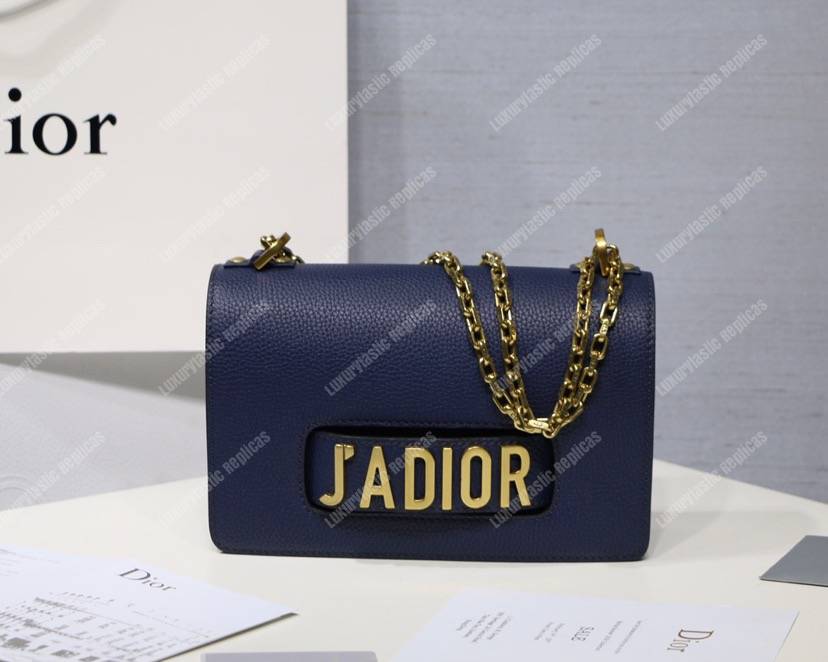 j’aD*or calfskin flap bag dark blue