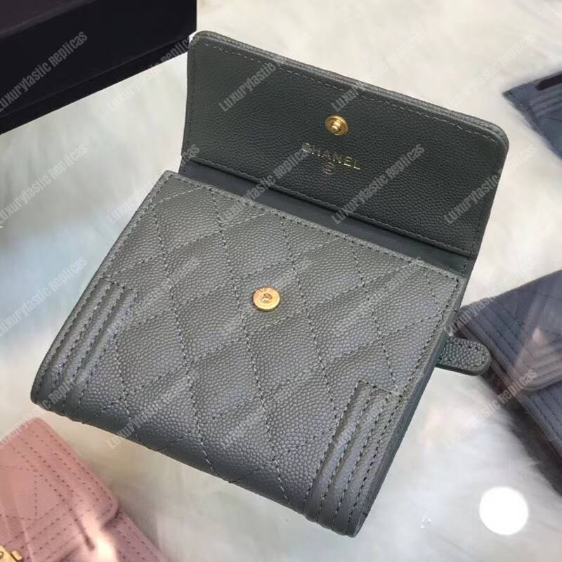 Ch*el boy small flap wallet grey