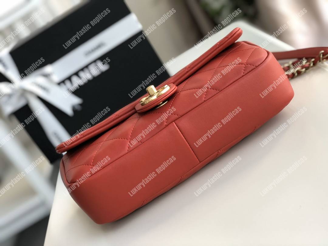 Ch*el lambskin flap bag red