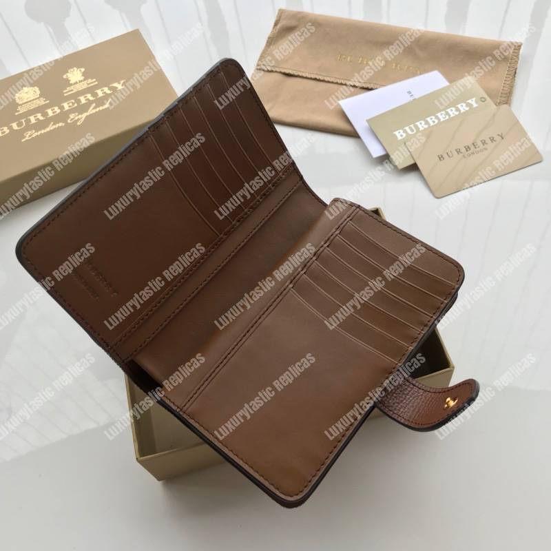 B**rry house check and leather wallet brown