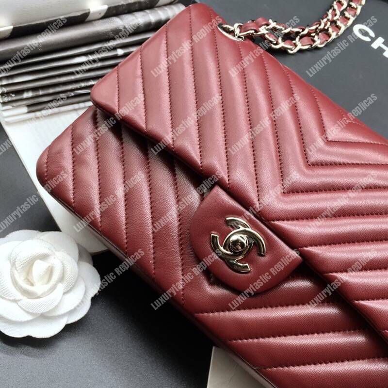 Ch*el classic medium handbag burgundy