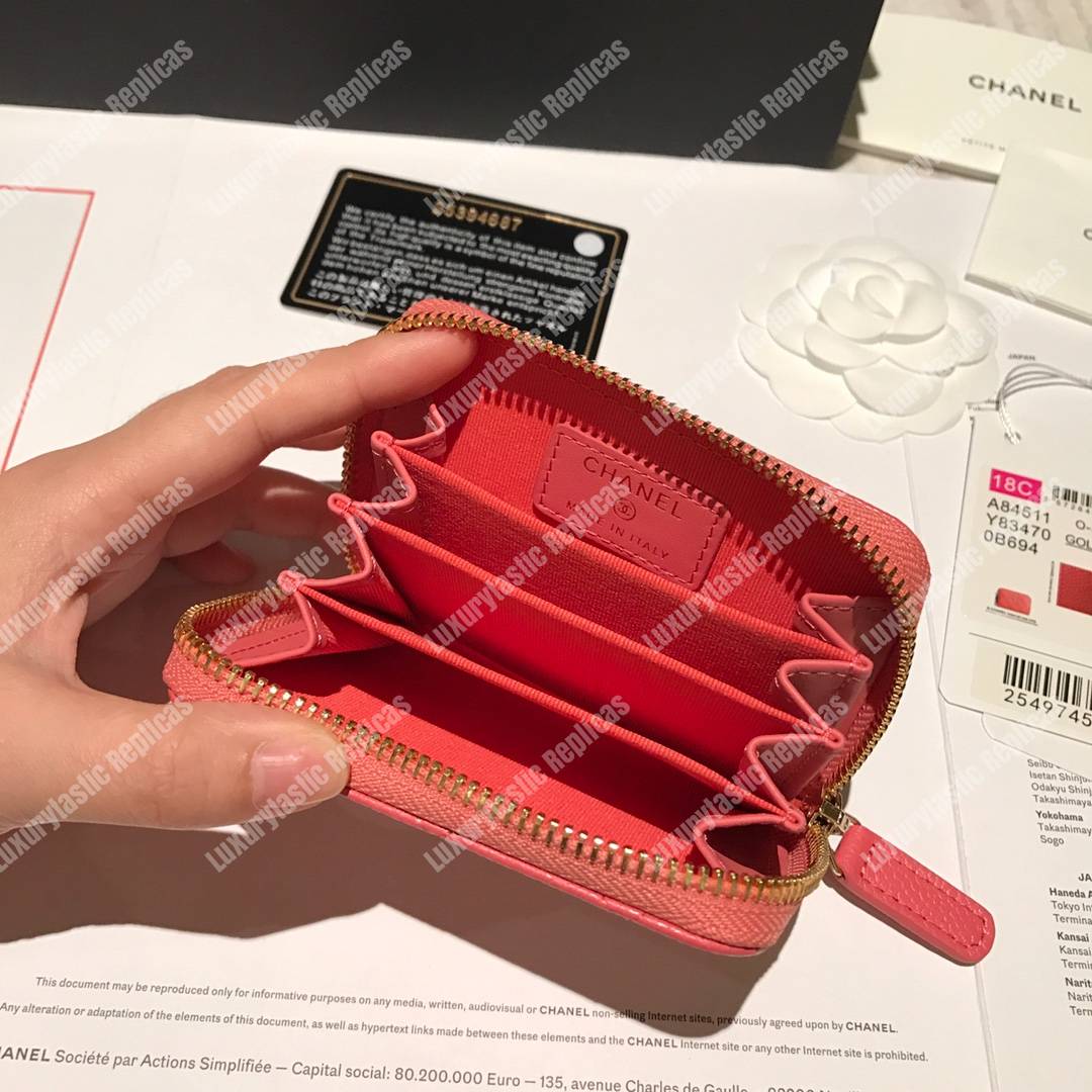 Ch*el classic zipped coin purse pink