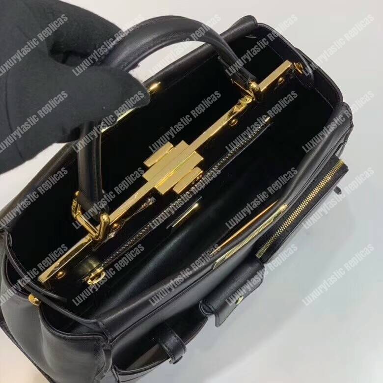 F**di peekaboo iconic medium black leather bag