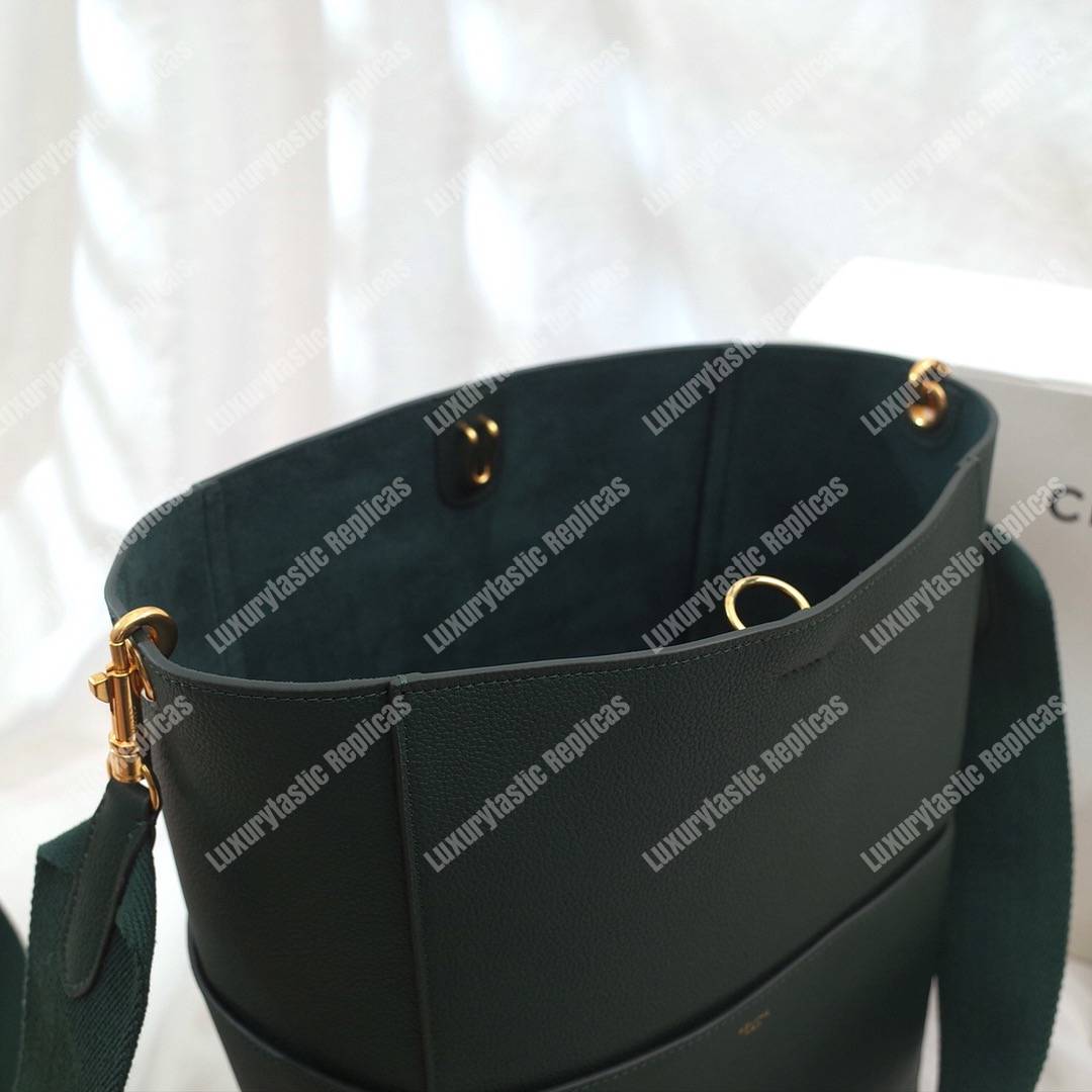 Ce**e sangle bucket bag in soft grained calfskin amazone