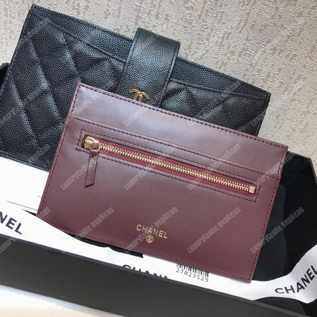 Ch*el classic pouch caviar leather black