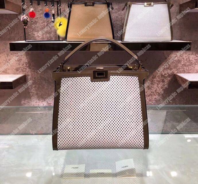 F**di peekaboo x-lite medium white leather bag