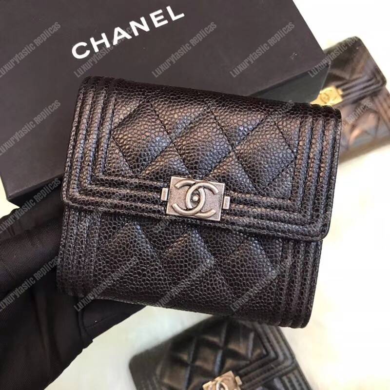 Ch*el boy small flap wallet black
