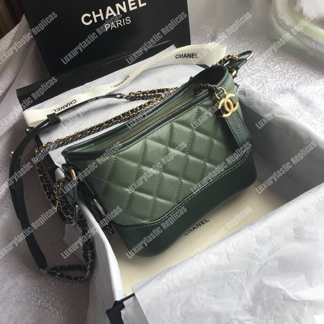 Ch*el’s gabrielle small hobo bag green