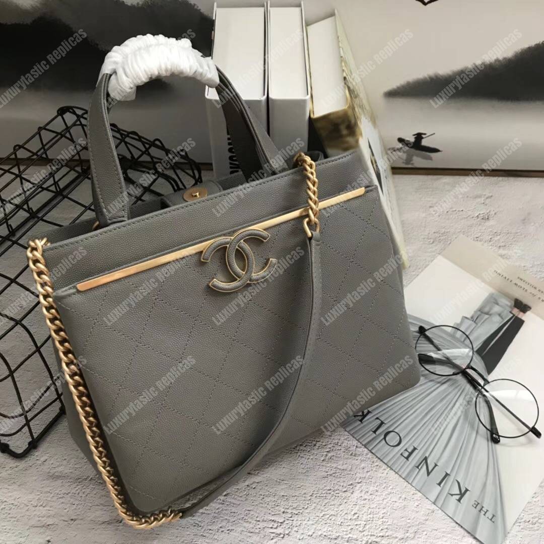 Ch*el large shopping bag grey
